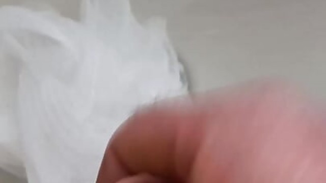 Tradesman cumming in customers body sponge puff