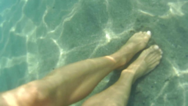 nylondelux nude pantyhose in the sea