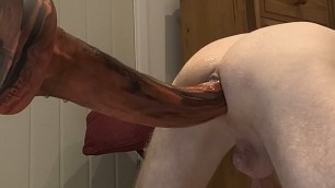 Hole Wrecking. Hard and fast workout with giant Dildo on the Fucking Machine