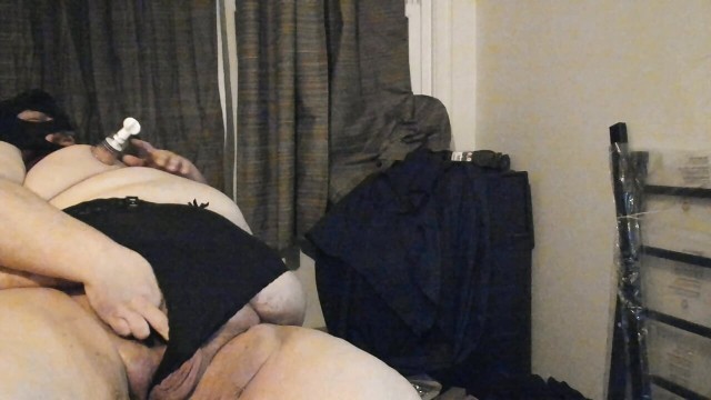 Crossdressing Superchub SSBBW fingering their fat gunt and tiny clit to a gooey end