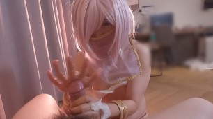 FGO Mashu oil-playing Suck my dick, handjob my dick with her Dancer costume, japanese femboy cosplayer part.13